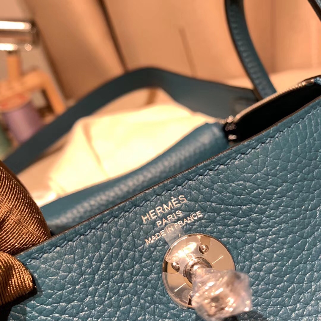 에르메스 미니 린디백19 블루드프루스 은장 끌레망스 가죽